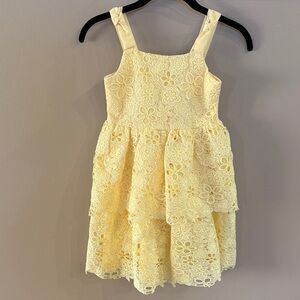 Biscotti collection girls yellow embroidered lace tiered dress tank zip back 6X